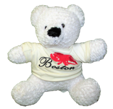 Fiesta Kohair Teddy Bear Boston T Shirt Stuffed Animal 8.5&quot; White Plush Souvenir - £8.43 GBP