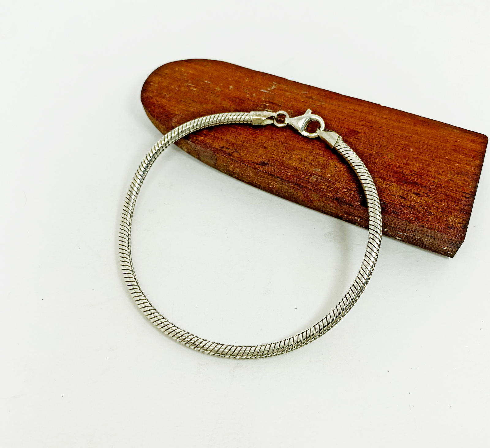 Solid Round Snake Chain Bracelet 925 Sterling Silver, Handmade Unisex Beacelet