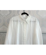 CHLOE White Sheer Linen Button Down/Blouse w/Embroidered Trim Sz 10 $129... - $445.40