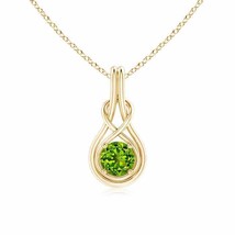 ANGARA Round Peridot Solitaire Infinity Knot Pendant in 14K Gold | 18&quot; Chain - £605.46 GBP