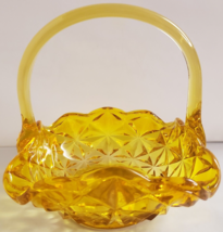 Indiana Glass Monticello Basket Square Handled Yellow Mist Vintage From 1970&#39;s - £36.51 GBP