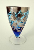 Beautiful Venetian Silver Overlay Light Blue Drinking Glass c1950&#39;s - £34.16 GBP