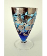 Beautiful Venetian Silver Overlay Light Blue Drinking Glass c1950&#39;s - £33.87 GBP
