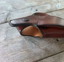 Fits Smith&Wesson Mod. 686 4”BBL Handmade Leather Belt Holster With Thumb Break image 3