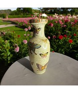 Oriental Satsuma Hand Painted Butterfly Vase Raised Gold Gilt 10”x4” Cer... - $50.97 CAD