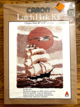 Vintage 1979 CARON Latch Hook Kit Pattern Clipper Ship K3160 Boat Sunset Bird - $29.99