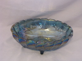 Blue carnival glass fruit bowl thumb200