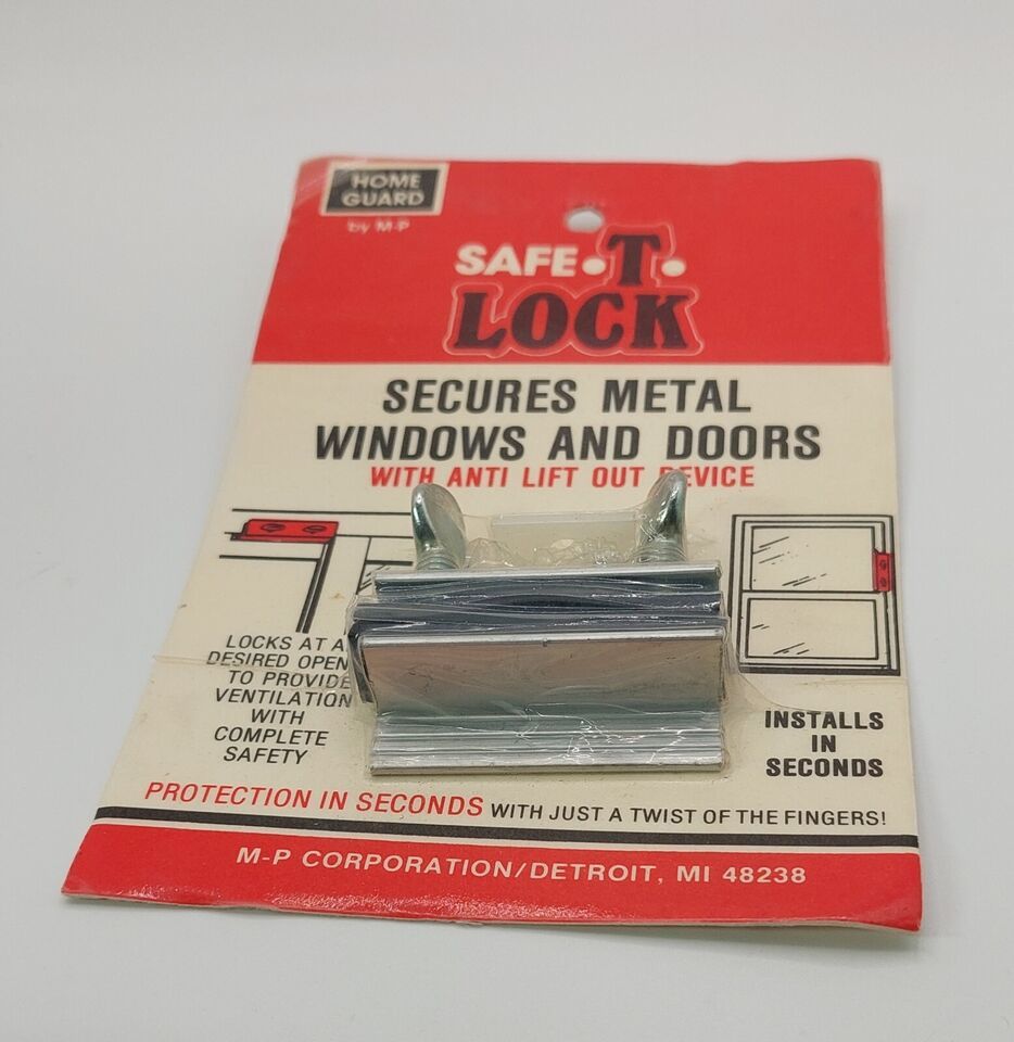Primary image for SECURITY Safe T Lock Aluminum Sliding Windows Patio Doors Window Lock- New