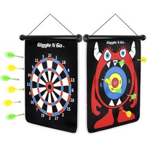 Dart Board For Kids & Adults - Outdoor Or Indoor Game Set With 6 Magnetic Darts  - £34.60 GBP