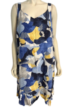 NWT Nic+Zoe Blue, White, Yellow V Neck Sleeveless Lined Shift Dress 2X - £90.83 GBP