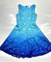 New York &amp; Company Blue Ombre Floral Lace Lined Sleeveless Dress Size 4 - £29.06 GBP