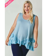 Women&#39;s Plus Scoope Neck Sleeveless Ruffle Tunic - $651.47 MXN