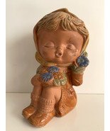 Vtg UCTCI Japan Paul Marshall Terracotta Little Girl Figurine w/ Flowers... - £14.15 GBP