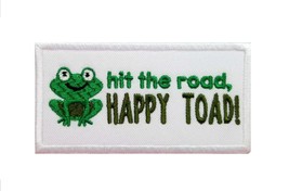 Funny Cute Animal Phrases Hit The Road Happy Toad Embroidered Iron On Patch 3.3&quot; - £4.69 GBP