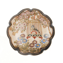 c1900 Japanese Satsuma Birds in birdcage brooch pin pin - £144.47 GBP