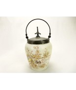 Antique Milk Glass Biscuit/Cracker Jar, Metal Lid &amp; Handle, Mt Washingto... - £115.55 GBP