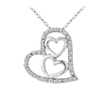 Été Solde 925 Argent Sterling 1/10 CT Moissanite Triple Coeur Chaîne Pendentif - £42.11 GBP