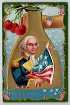 George Washington Patriotic American Flag With Golden Hatchet Postcard F31 - £5.94 GBP