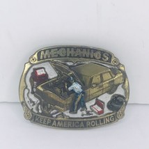 Vintage 1987 Great American Buckle Co. Auto Mechanic Brass Belt Buckle USA Made - £19.30 GBP