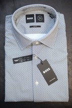 HUGO BOSS Hombre Hank Kent Viaje Ajustado Performance Vestido Elástico Camisa 41 - £47.93 GBP