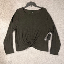 Alfani Elements Shirt Womens Extra Large Dark Gray Knot Front Top Sweater NWT - £18.31 GBP