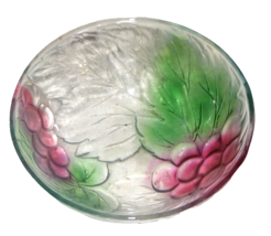 (1) ~ FNG FIRNA 7” CLEAR GLASS BOWL W/ STAINED COLORED GLASS FRUIT ~ EC - $14.85