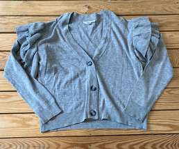 planet gold NWOT women’s ruffle sleeve cardigan sweater size M grey A10 - £8.93 GBP