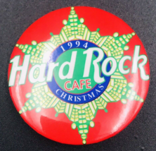 Vintage 1994 Hard Rock Cafe Christmas Round Pin 1.5" Diameter - $12.19