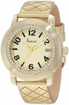 NEW Freelook HA1812G-3 Women&#39;s Analog Gold Dial Quilted Gold Leather Strap Watch - £30.16 GBP
