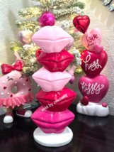 Valentine's Day Pink Red Stacked Lips Resin Figurine Statue Decor 13.5" - $39.59