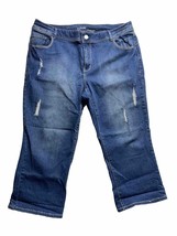 Lane Bryant Capri Genius Fit Jeans Womens 22 Blue Stitched - $16.83