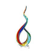 19&quot; Rainbow Murano Glass Modern Abstract Tabletop Sculpture - $214.03 CAD