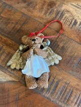 Vtg Kurt Adler Holly Bearies Teddy Bear Angel Christmas Ornament Holding Bell  - £6.33 GBP