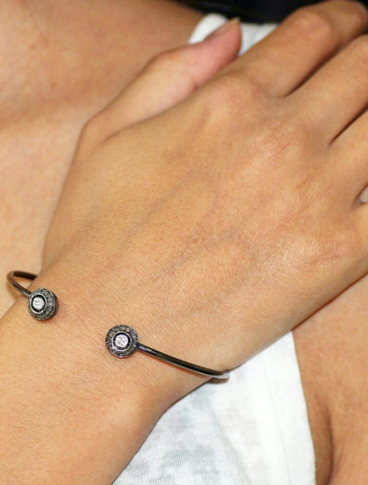 Natural Rose Cut Diamond Cuff Shape Bracelet 925 Silver Fashion Jewelry ... - $326.36