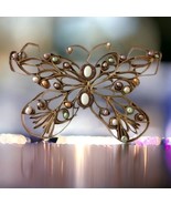Quilled Paper Butterfly Vintage Gold Tone  Bejeweled Cottagecore Shabby ... - £15.56 GBP