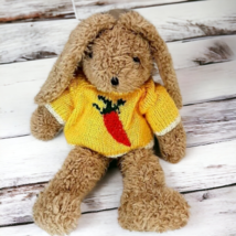 17&quot; Fine Toy Brown Bunny Rabbit with Yellow Carrot Sweater Stuffed Plush... - £6.22 GBP