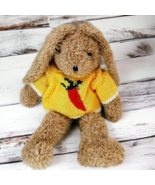 17&quot; Fine Toy Brown Bunny Rabbit with Yellow Carrot Sweater Stuffed Plush... - £6.23 GBP