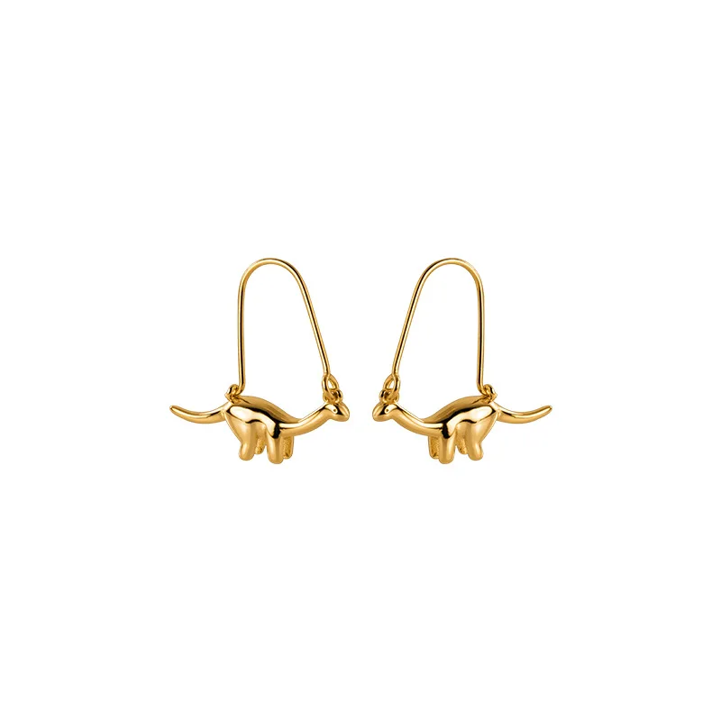 Original Shining Gold Mini Dinosaur Stud Earrings For Women Fashion Trend Copper - $16.14