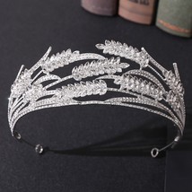  Crystal Leaf Costume Bridal Jewelry Sets Rhinestone Tiara Wedding Crown Earring - $37.09