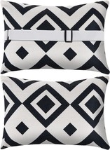 Two (2) Outdoor Lumbar Pillows, Each Measuring 16 X 11 Inches, With Black And - £27.41 GBP