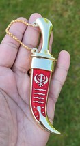 Stainless steel sikh Kirpan Siri Sahib taksali Singh Gold Red Khanda eng... - $20.57