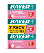 Bayer Chewable Aspirin Regimen Low Dose Pain Reliever 108 Tablets 81mg C... - £11.16 GBP