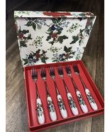 Portmeirion The Holly and the Ivy Christmas Holiday Pastry Forks Set - $23.99