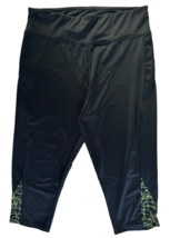 Game Time Women&#39;s Athletic Capri Leggings Size L Black w/ Green Side Print - £7.74 GBP