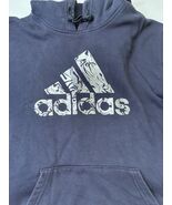 Adidas Size Medium Silver Foil Pullover Navy Blue Hoodie Sweatshirt - €15,30 EUR