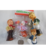 Lot of 4 Vintage Christmas Plastic Ornaments New Clown 2 Boys Angel 2.5&quot;... - $18.81 CAD