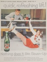 1959 Print Ad 7UP Soda Pop Lady on Ice Skates Falls Seven-Up - £16.07 GBP