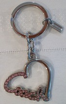 Coach 92631 Pave Heart Keychain Key Fob New NWOT Silver Pink Crystals - $29.00