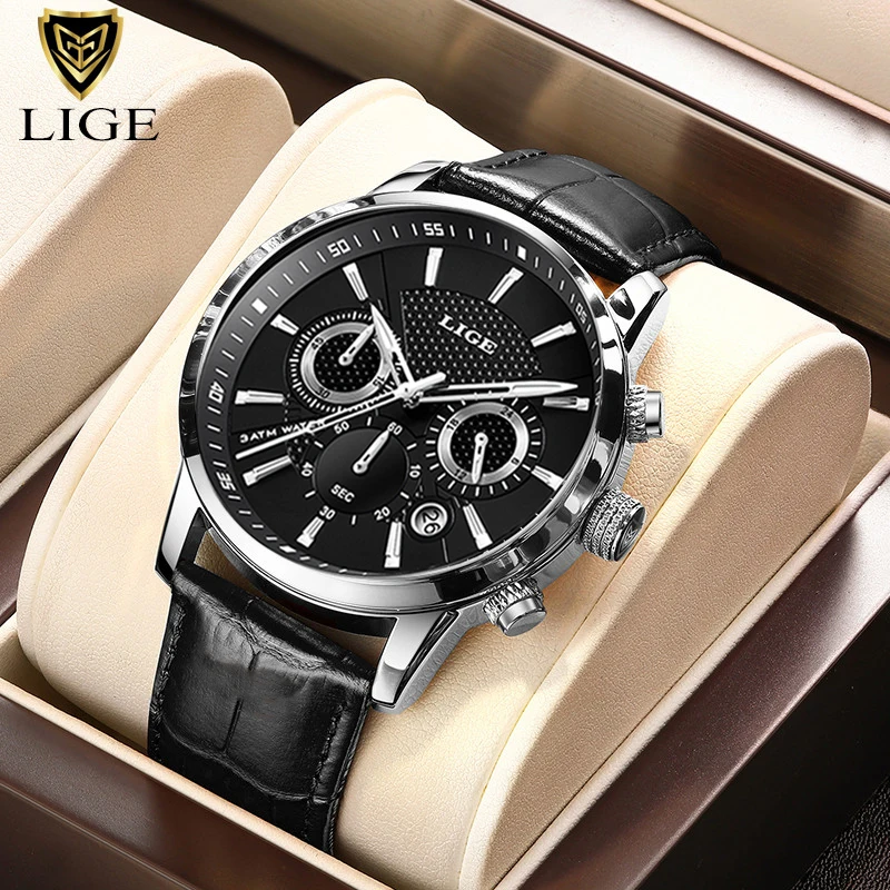 Watches Mens Top Brand Luxury Clock Casual Leathe 24 Hour Moon Phase Men... - $46.40