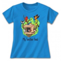 Twitter T-shirt S M L XL XXL Feed Cotton Blue Nature Ladies Cut Birds Sa... - £17.48 GBP